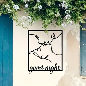 Modern Iron Art Romantic Couple Silhouette Wall Decor, Western Wall Art, Bedroom Decoration, Valentine's Day Best Gift, Valentines Decor, Simple Design Cutout Craft