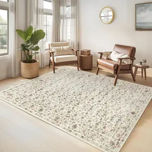 Oriental Floral Print Rug Soft Non-slip Washable Low-pile Vintage Floor Covering for Dining Rooms Bedrooms Entryways Laundry RoomsKitchens Living Rooms and Apartments Sisal Area