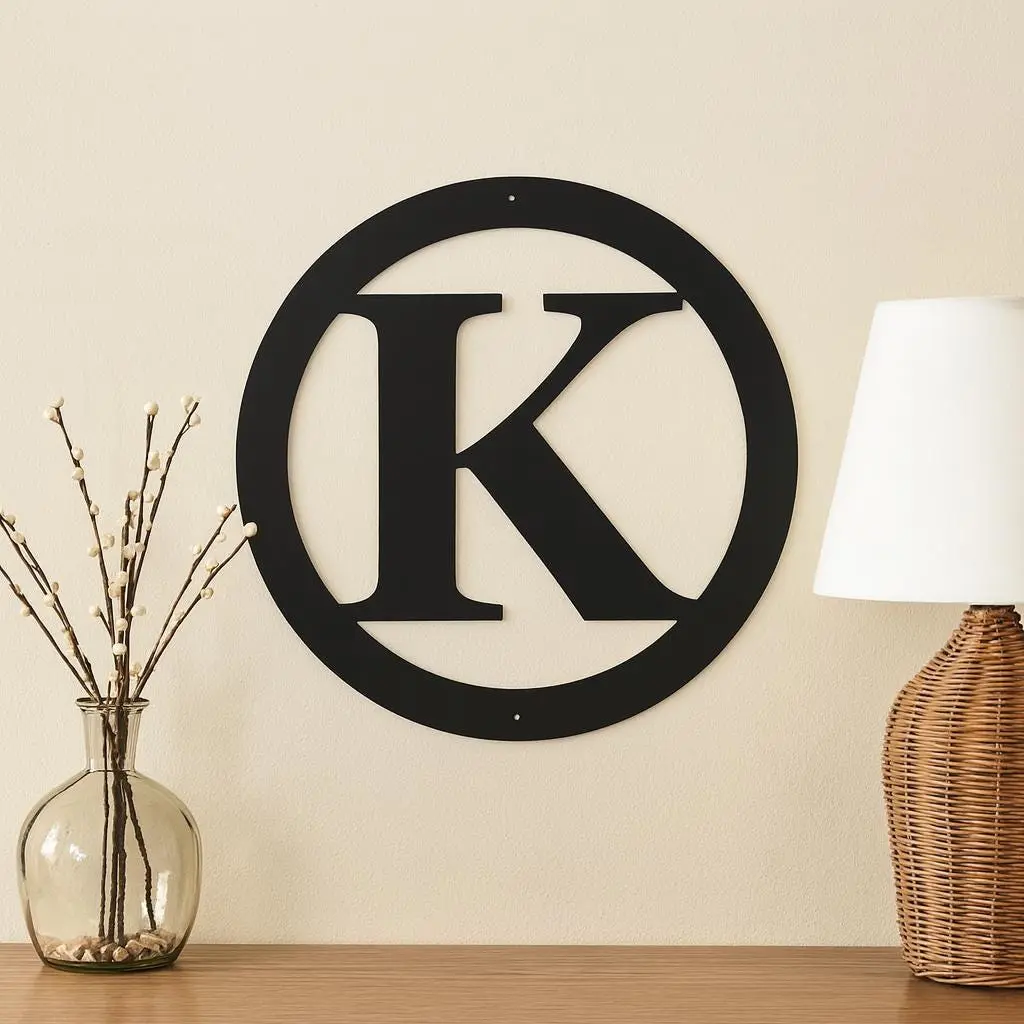 Metal letter K with circle