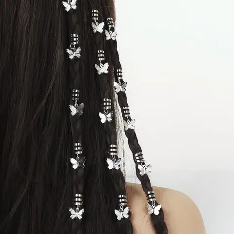 Butterfly Design Dreadlock Braid Hair Ring, Butterfly Hair Clip, Decorative Hair Clips, Hippie Style Hair Accessories for Women & Girls, Trendy All-match & Exquisite Hair Accessories for Daily Wear, Festival Hair Decor, Hair Accessories For Braids