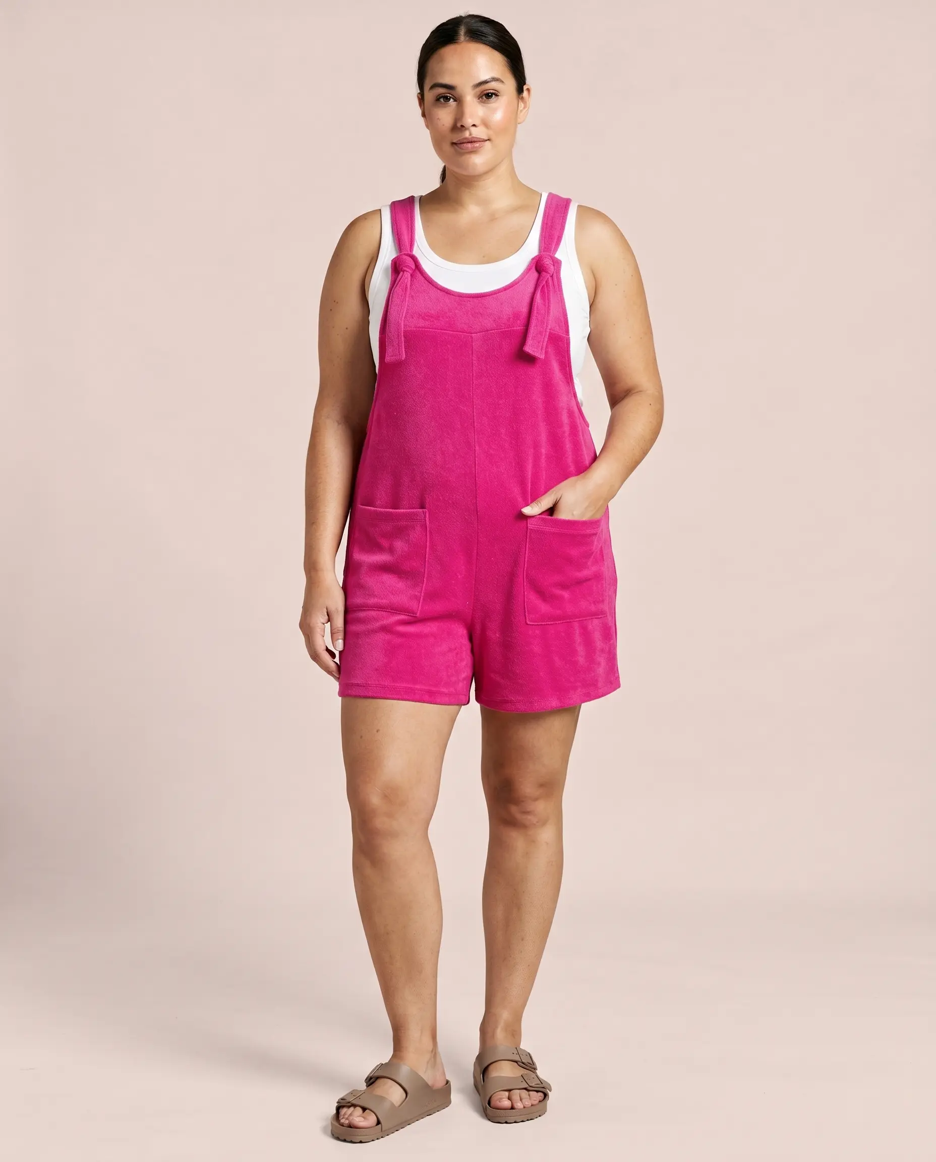 Poolside Pink Terry Cloth Romper