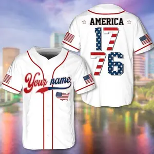 Personalized USA Baseball Jersey – American Flag Custom Name Independence Day Apparel
