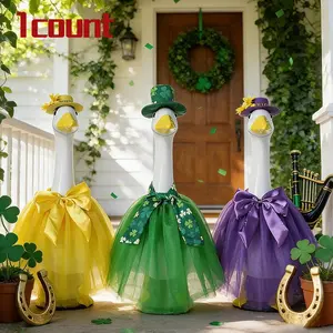 23 Inch Goose Costume for Easter Irish Day Summer, Includes Sheer Dress and Bowler Hat, Outdoor Garden Decoration Ornaments