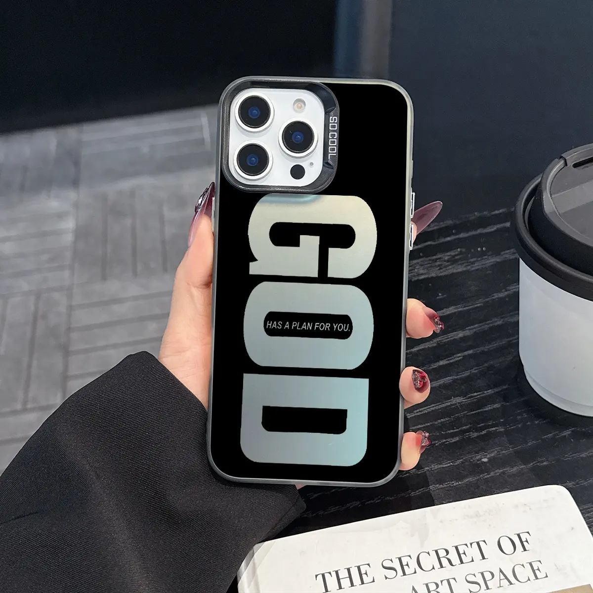 1 piece of God Has A Plan for You phone case, fashionable and creative trendy iPhone phone case, gradient color silver phone case, suitable for iPhone 17 Pro Max, compatible with iPhone 7-17 series/Pro/Pro Max/Plus/Air/E/Mini/X/XS/XR Cover