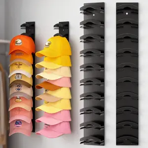 2-Pack Multilayer Hat Organizer for Baseball Caps, Hat Hanger Holder Display for Door Closet, Cap Storage with Two Mounting Options, Closet Organizers Storage Organization Home Essentials Black