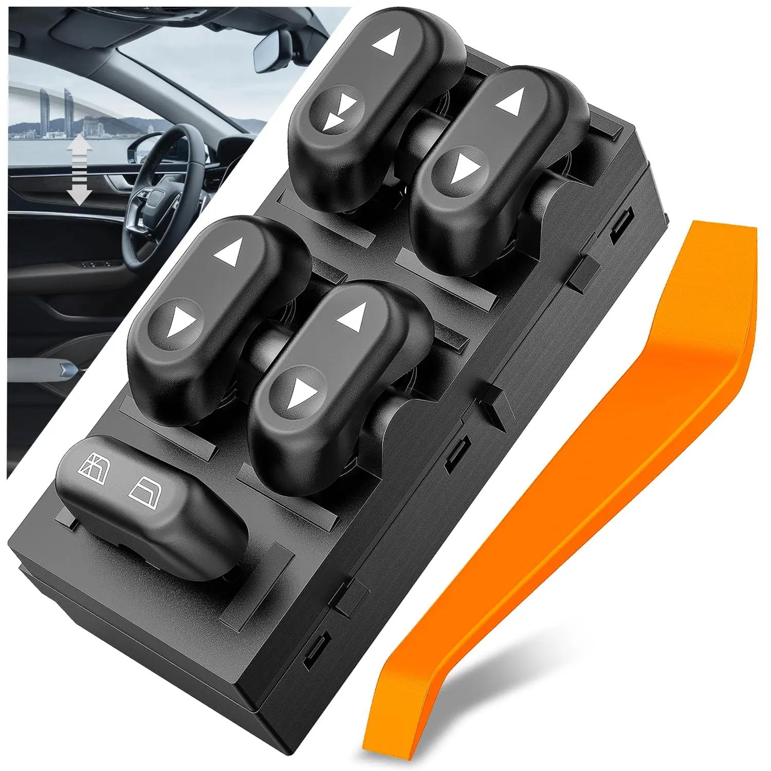 Nilight Waterproof Soft-Touch Panel ABS Plastic Master Power Window Switch Unit - Vehicle Window Controls, Plug-and-Play, Vibration-Resist, OE-Like Look, Fits 2003-2008 Ford F-150/CVC, 2003-2006 Expedition, Lincoln & Mercury Grand Marquis Replacement Part