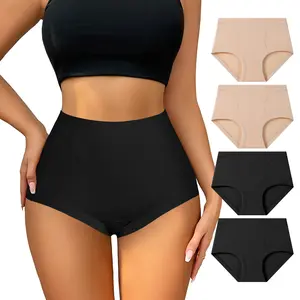 HOTCOM Seamless Underwear High Waist Full Coverage Minimalist Skin Fit Stretch Briefs S-4XL Non-Marking Extra-High Waistband Comfortable womenswear