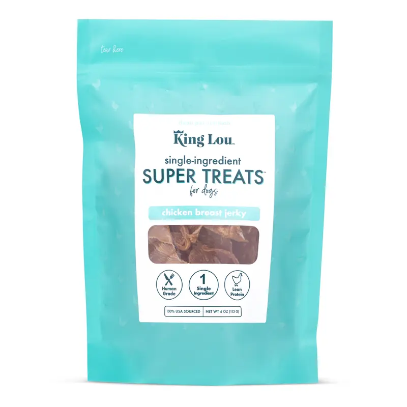 King Lou Pets Chicken Breast Jerky Dog Treats – All Natural, 100% USA Sourced, Minimally Processed Pet Products
