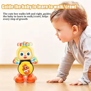 Dancing Bee Toy with Music LED Lights Musical Light Up Walking Twisting Body Interactive Preschool Sensory Learning Toy for Toddlers abejita chiquitita de plim decoración dancing bee toy bee toys for babies toys baby toys kids toys