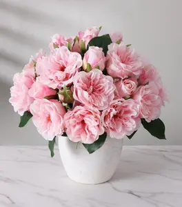 Ivydale Light Pink Rose Artificial Flowers - 13 Branches Faux Roses for Vase Decor, Wedding Centerpieces & Living Room Accents (Silk Artificial Roses)