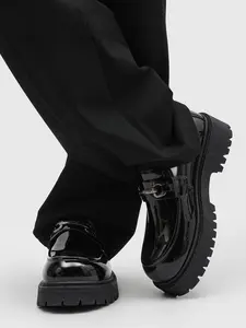 Men's PU Leather Loafers:Thick Lace-up Derby Shoes Shoe-Style Wide-Toe Casual Loafers#Business British Formal Luxury Black Driving Walking Shoes Footwear