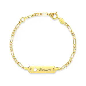 14k Gold 4.5"-5" Star Cutout Tag ID Baby / Toddler / Kids Bracelet
