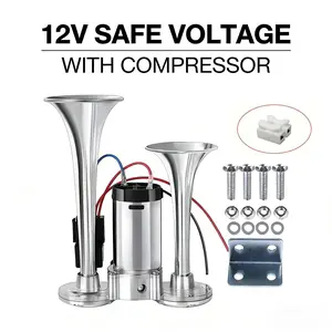 Dual Trumpet Air Horn Kit 12V – Up to 135dB Electric Horn with Compressor for Trucks, Cars & Boats