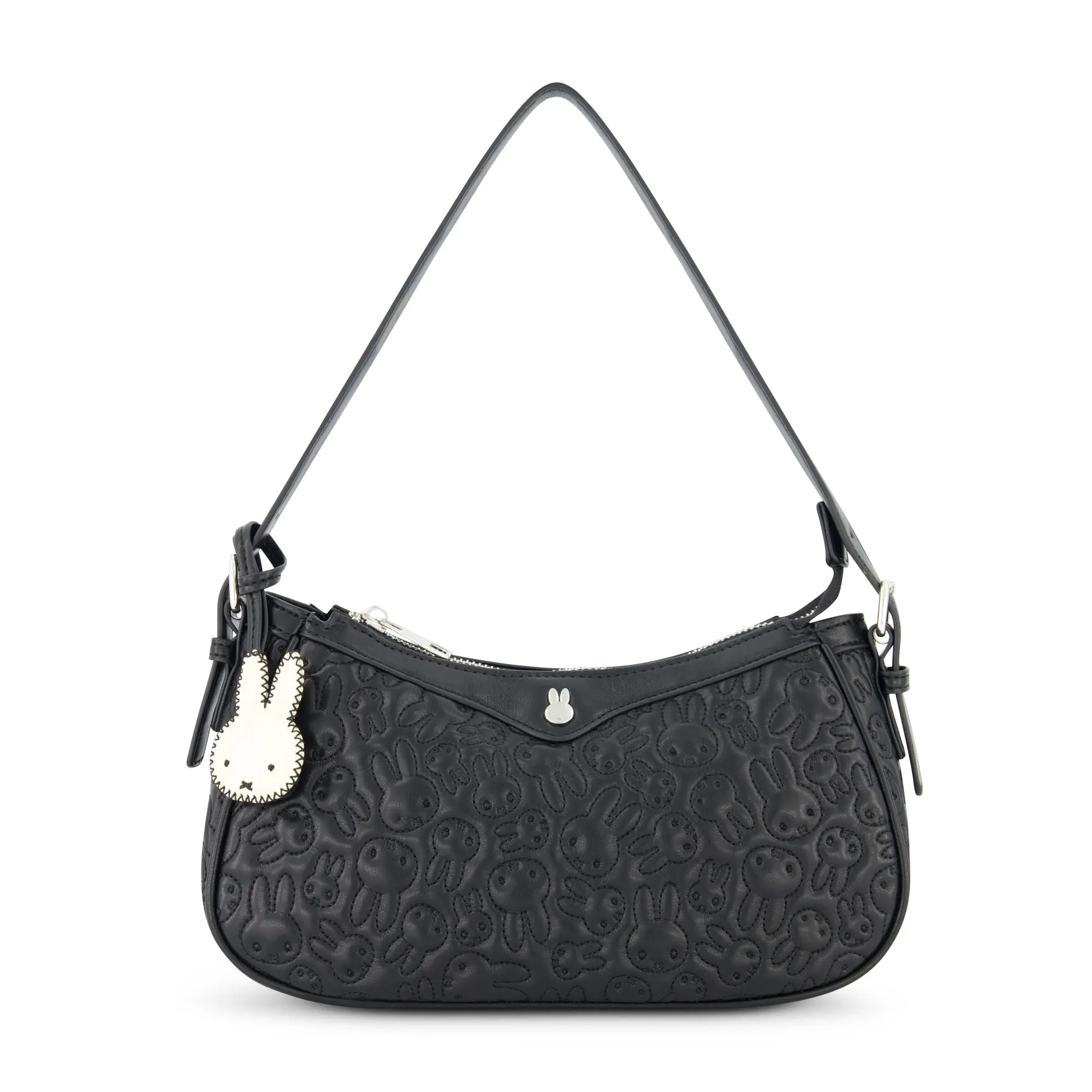Danielle Nicole x Miffy Quilted PU Shoulder Bag with Charm in Black
