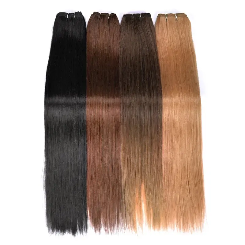 2026 New Straight Hair Extensions Synthetic Smooth  Hair Weaving 26 inches brown Synthetic Straight Hair Bundles Full To End