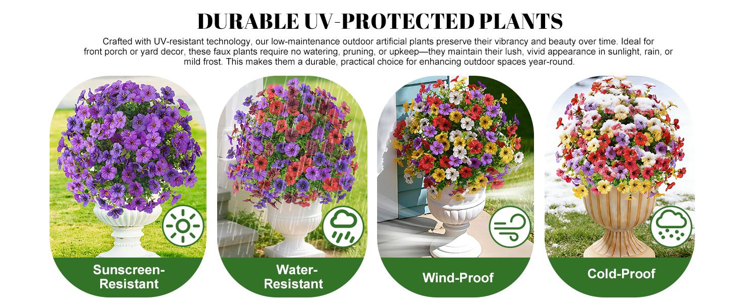 Shareconn Spring Summer UV Resistant Artificial Flower Topiary Ball, Faux Flowers for Garden, Porch & Patio Decor