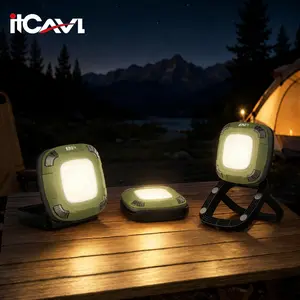 【itcAVL】2000LM Solar Rechargeable LED Work Light, 10000mAh Portable Camping Floodlight with Magnetic Base, 180° Adjustable Stand, Power Bank Function, IPX5 Waterproof Emergency Outdoor Light