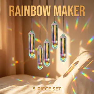 120mm Hexagonal Rainbow Maker Set, Prism Material, Outdoor Indoor Hanging Decor, Dreamy Light Effects, 5 Pieces, Wedding & Cafe Use