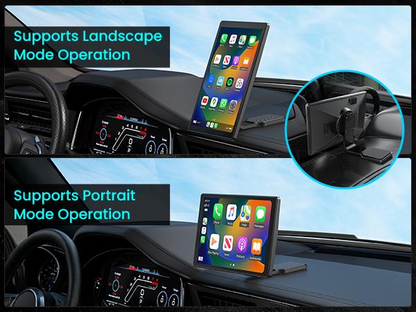 8” Wireless Apple CarPlay Screen for Car with Android Auto & 1080P Backup Camera, Rotatable Touchscreen Car Stereo, Vertical & Horizontal Mode, Bluetooth, GPS Navigation, Mirror Link