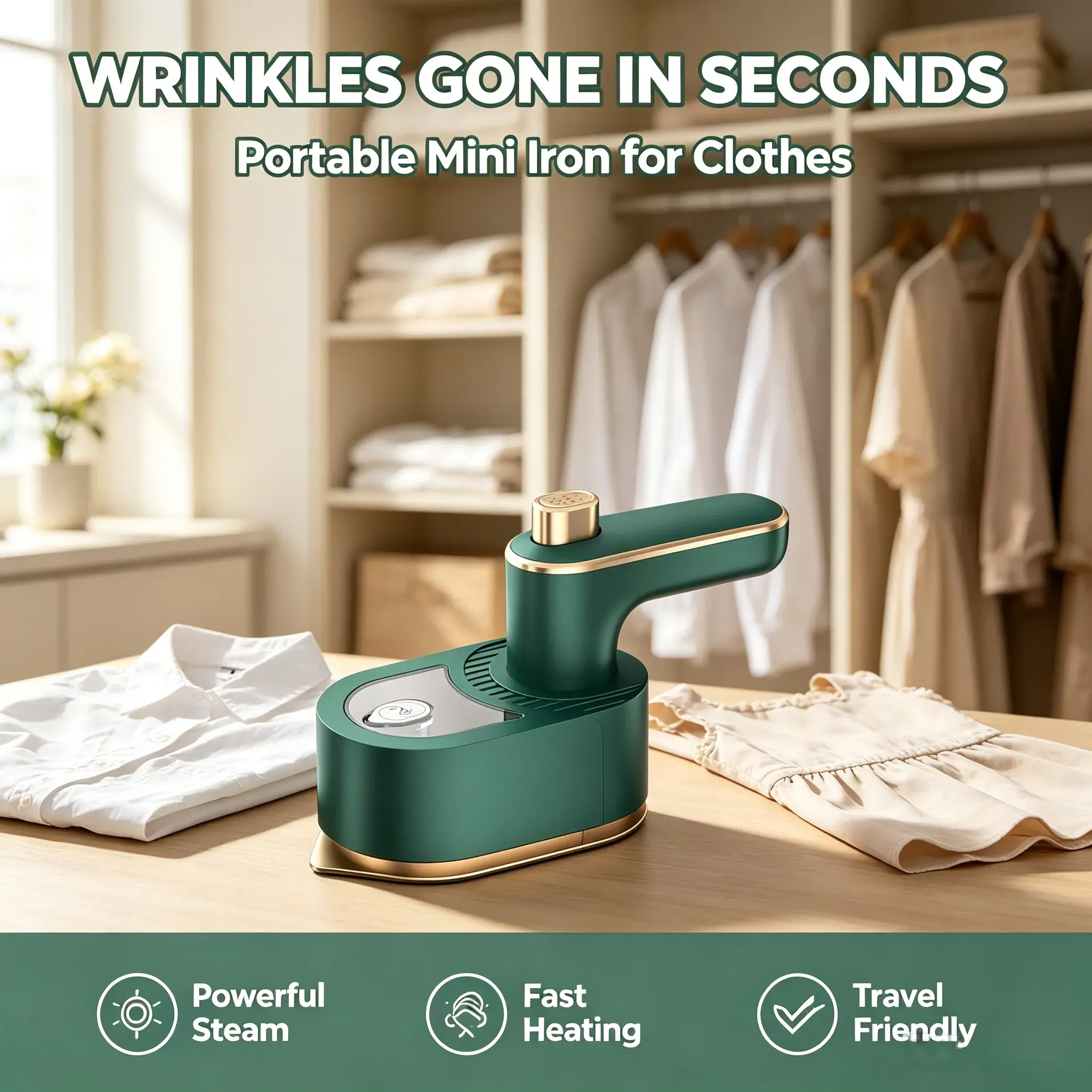 Portable Mini Handheld Lightweight Garment Steamer - Compact Form Clothes Wrinkle Removal Tool for Home, Dorm Use, Multi-Function Laundry Accessory