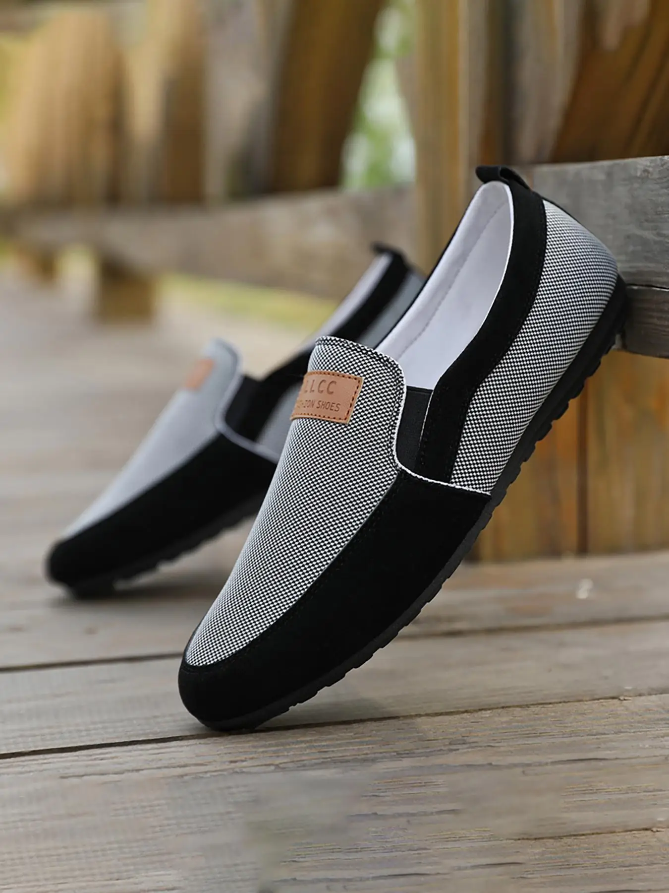 Men's Letters Patched Slip-on Flats, Casual Comfortable Non-slip Breathable Flat Shoes, Business Style Loafers, Boy Walking Shoes for Men