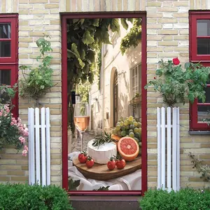 2pcs French PVC Collage Self-Adhesive Door Sticker