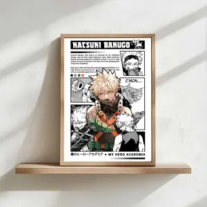 My Hero Academia MHA Poster Wall Art, Bakugo Deku Shoto Todoroki Art Print Thick Paper, Anime Manga Wall Decor Fan Gift