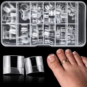 240pc Soft Gel X Toe Nail Tips Short Fake Toenail Tips Square Fake Toe Nail Tips for Toes Press on Toenails, 12 Sizes French Artificial Toe Tips