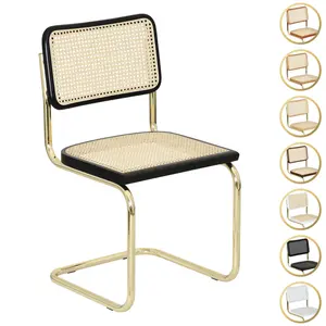 Marcel Breuer Cesca Cane Cantilever Side Chair – Brass Frame (Made in Italy)