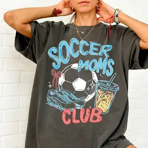 Soccer Moms Club T-Shirt, Gameday Doodle Graphic Tee for Women