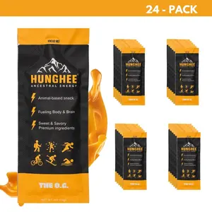 Hunghee Energy O.G. 24-PACK - Organic Grass-Fed Ghee Packets Raw Buttery Sweet Honey & Sea Salt Healthy Snack
