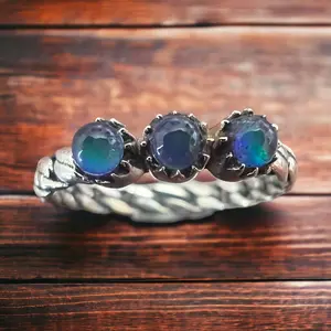Lux Aurora Opal Sterling Silver Stacker Ring — Western Layering