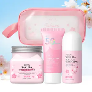 Summer Glow Body Kit, 4-Piece Big 350g Body Smoothing Scrub, Sunscreen & Long-Lasting Fresh Deodorant Set with Travel Pouch - Summer Essentials Kit for Teens & Girls