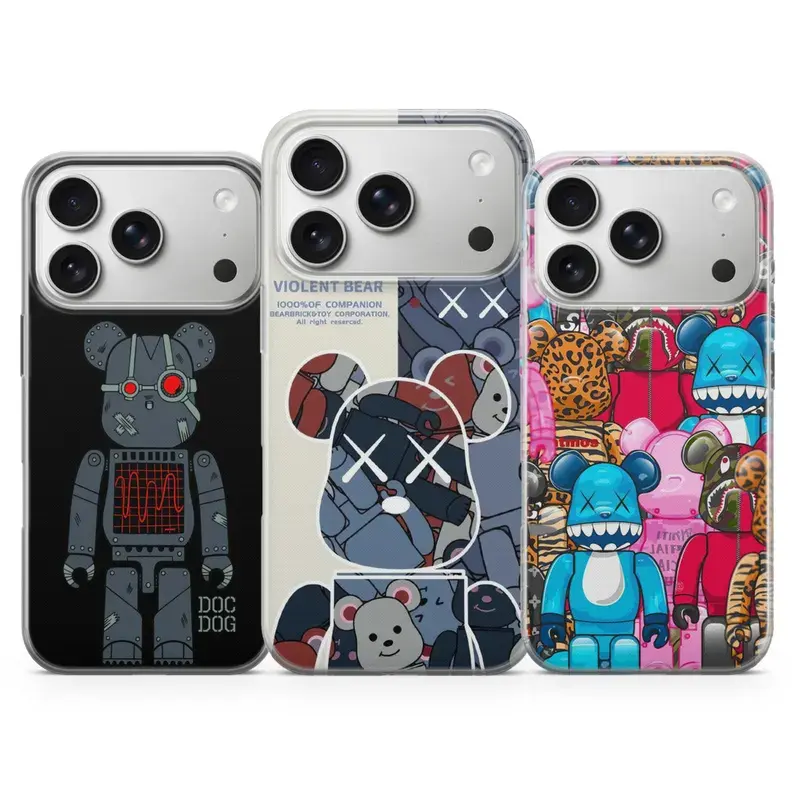 Robot Bear Phone Case Trendy Pop Art Teddy Cover For iPhone 17 Pro Max 16a 15 14 13 12 11 8 7