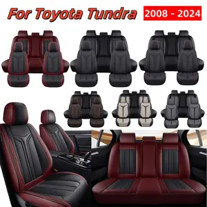 For Toyota Tundra 2008-2024 Pickup Truck Car 5 Seat Covers Napa PU Leather Waterproof, Automotive Interior Car Front & Rear Cushion Split Bench Protector Pad Mat Accessories
