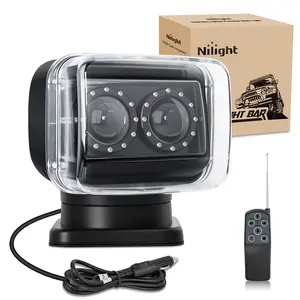 Nilight Magnetic Marine Boat LED Spotlight, 60W (2x30W High Intensity LED) 5000LM, 12/24V DC Remote Control 360° Rotation Work Light for Night Fishing, Offroad Vehicles