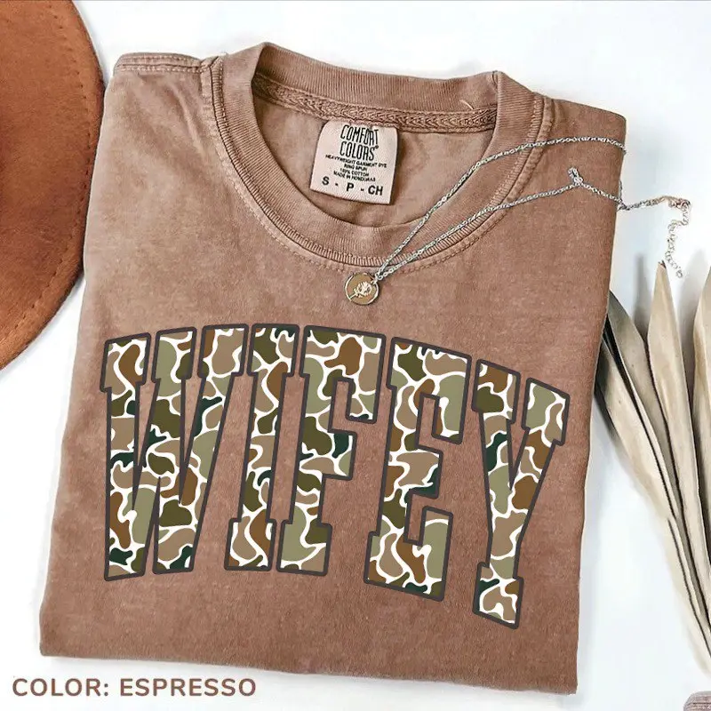 Comfort Colors Camouflage Wifey Shirt, Mrs Shirt for Women, Wife Tee, Camo Wifey Tshirt Hunting Wife Life Shirt Wifey Tee Womens Camo Shirt