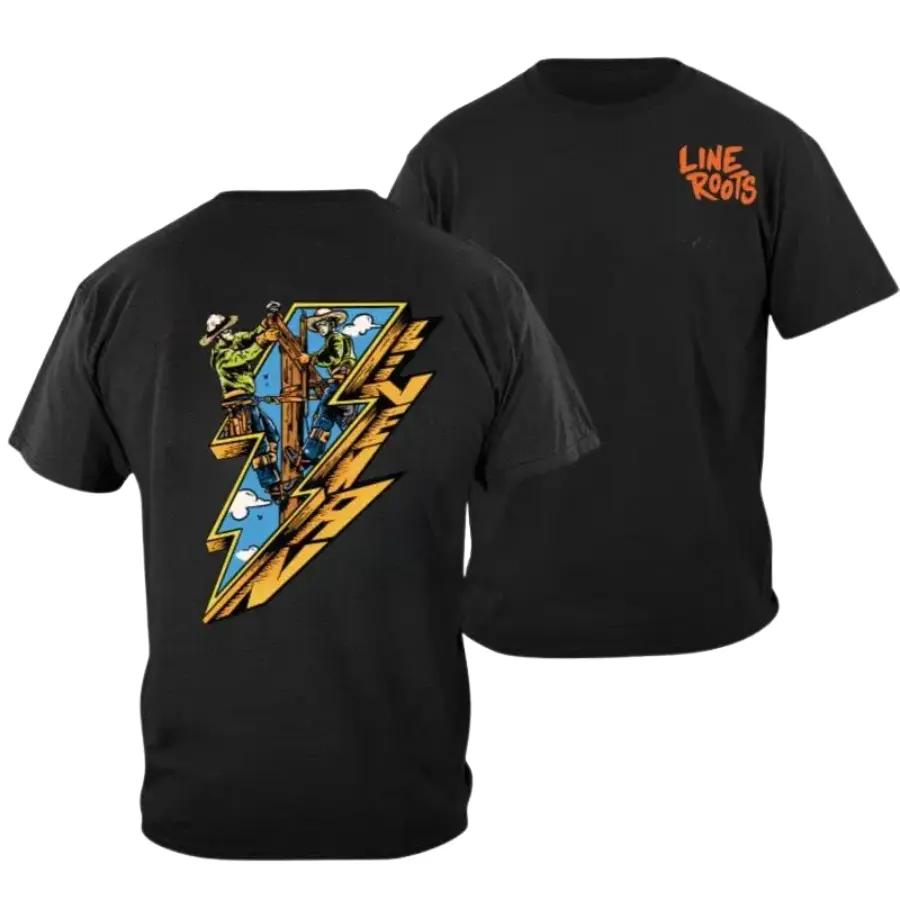 Line Roots Power Utility Worker Lightning Bolt Tee, Gift For Worker, Perfect for Casual Wear, Menswear, Womenswear