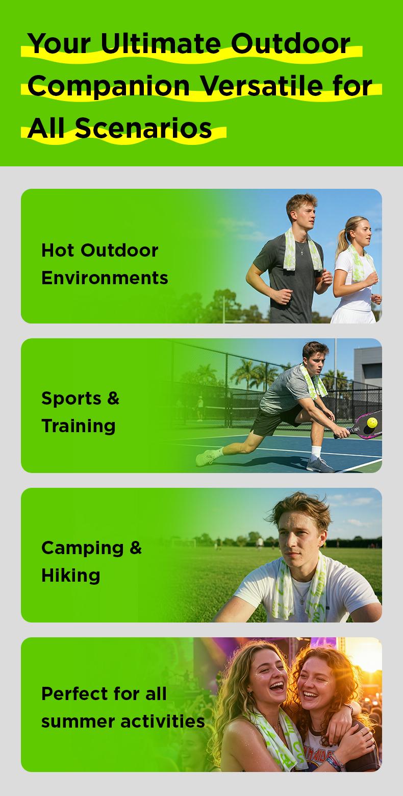 Summer Heat Relief Hack | CoolRush Towel, 3s Instant Cool | Lasts 3 Hours | Summer Essential for Sports, Travel, Concerts & Outdoor Events | Great Summer Gift