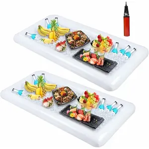 2 Pack Inflatable Serving Bar Buffet Cooler-Ice Tray For Food & Drinks, Portable For Parties, BBQ, Picnic, Pool. Keep Cold All Day. Reusable & Leak-Proof. Summer Essentials
