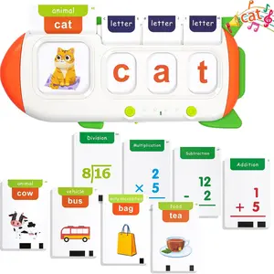 Speech Flashcards, Talking Flash Cards for Toddlers, Cvc Word Game Includes 107 Common Words, Children Math Flashcards Alphabet Learning Toy Suitable for Ages 3+