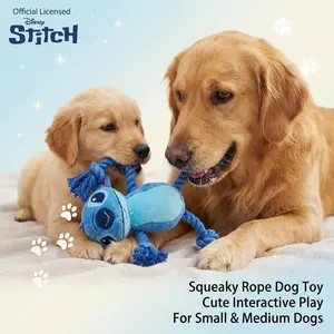 Disney Officially Licensed Stitch Squeaky Rope Dog Toy, Interactive Chew, Cute Interactive Pet Toy for Small & Medium Dogs, Fun Play Accessory