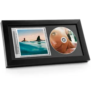 CD Frame Display Case with Shatter-Resistant Glass, Double Groove Record Album Frame, Self Standing with Wall Hanger, Home Decor