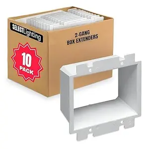 Select 10 Pack Electrical Outlet Box Extender with Included Screws, Plastic Electrical Outlet Extender, Heavy Duty Receptacle Extender, 2-Gang