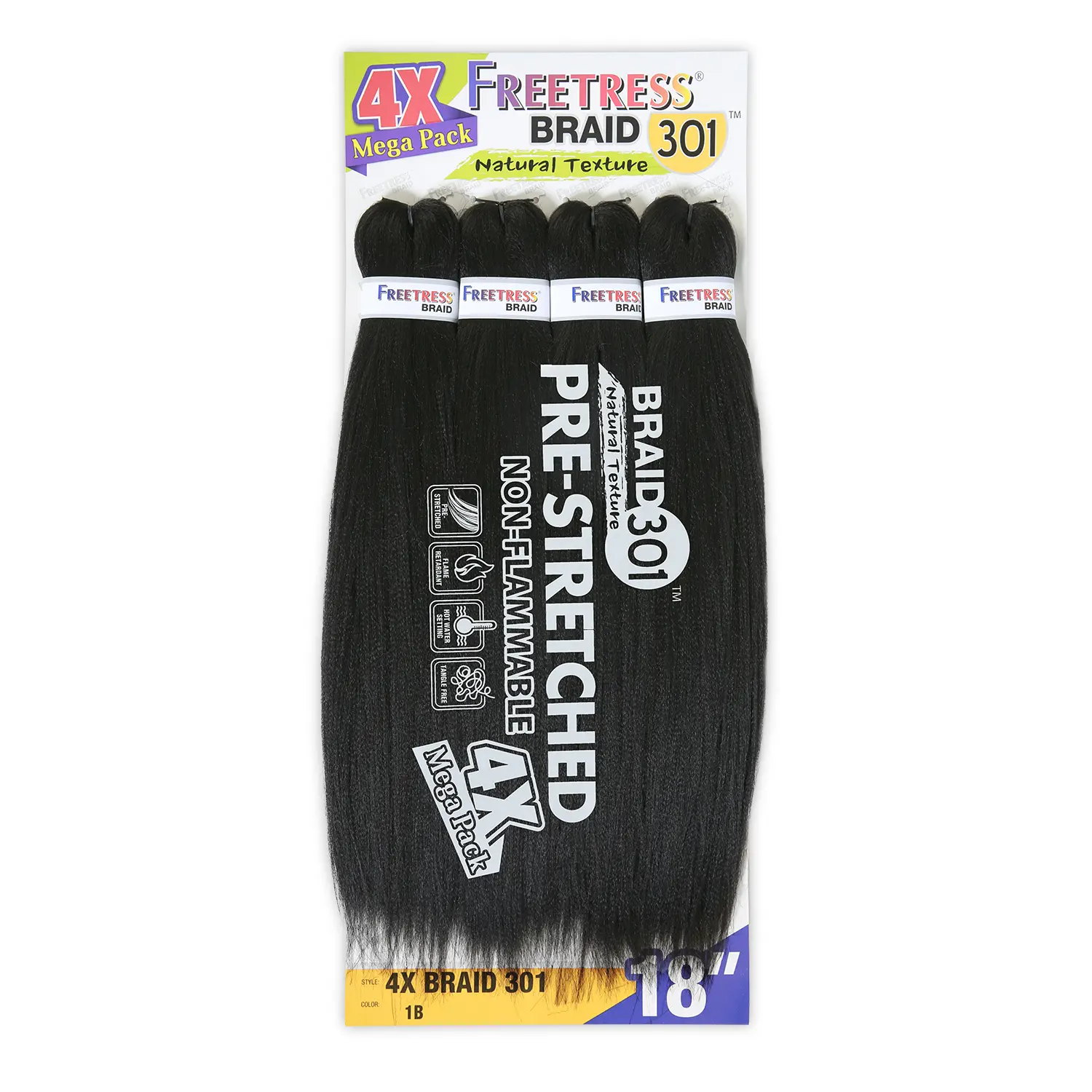 Freetress 4X Pre-Stretched Synthetic Braiding Hair, Natural Blown Out Texture, Hot Water Set & Tangle-Free, 18 Inch, Color 301, Synthetic Braids, 4X Braid