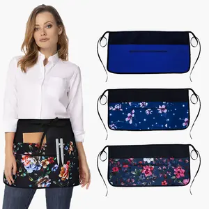 Solid Color Server Apron with Pocket, 1 Count Waiter Half Apron, Work Short Apron, Kitchen Cooking Aprons for Kitchen & Restaurant & Bar, Baking & Cooking Accessories