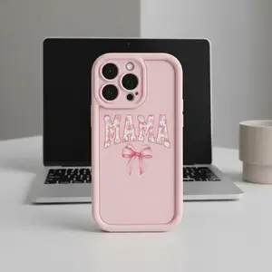 Mom Letter & Bowknot Pattern Phone Case, Anti-drop Cellphone Protective Case, Total Protective Shockproof Mobile Phone Cover for iPhone, Protector for iPhone 17 16 15 14 13 12 11 X XS XR Pro Max Plus Air, Casing