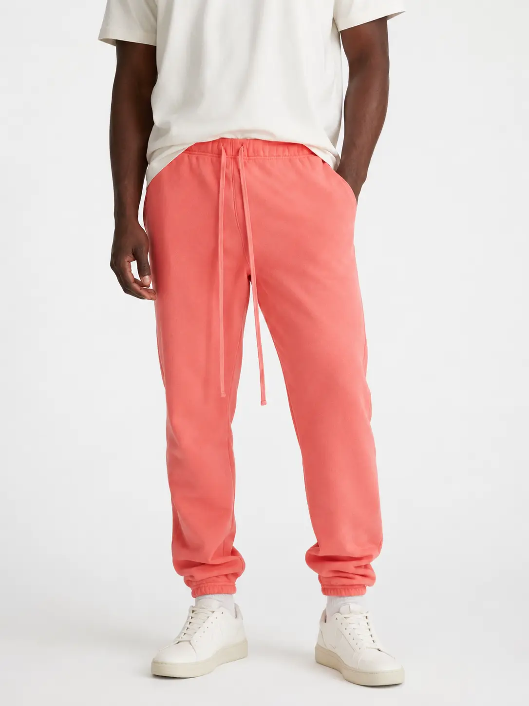 Red Men's Casual Baggy Sweatpants Straight Leg Cotton Sweat Pants Cuffed Lounge Joggers with Pockets