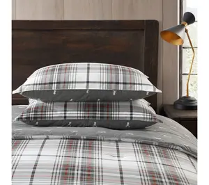 Eddie Bauer Alder Plaid Grey Cotton King Duvet Cover Set