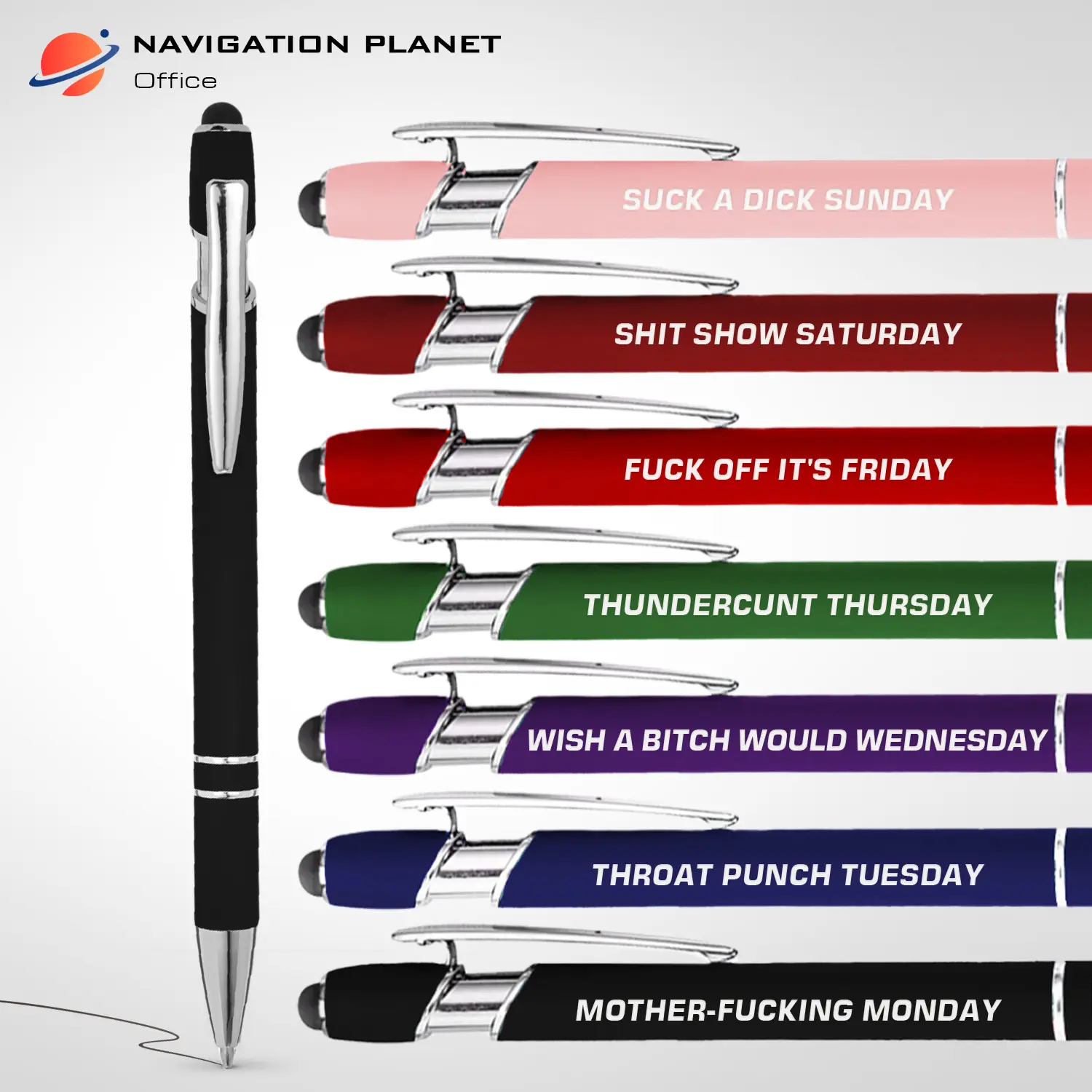 Funny Daily Quotes Metal Ballpoint Pen Set, 7 Counts per Set, Daily Funny & Sarcastic Quotes, Smooth Writing Pens, Office Stationery & Supplies